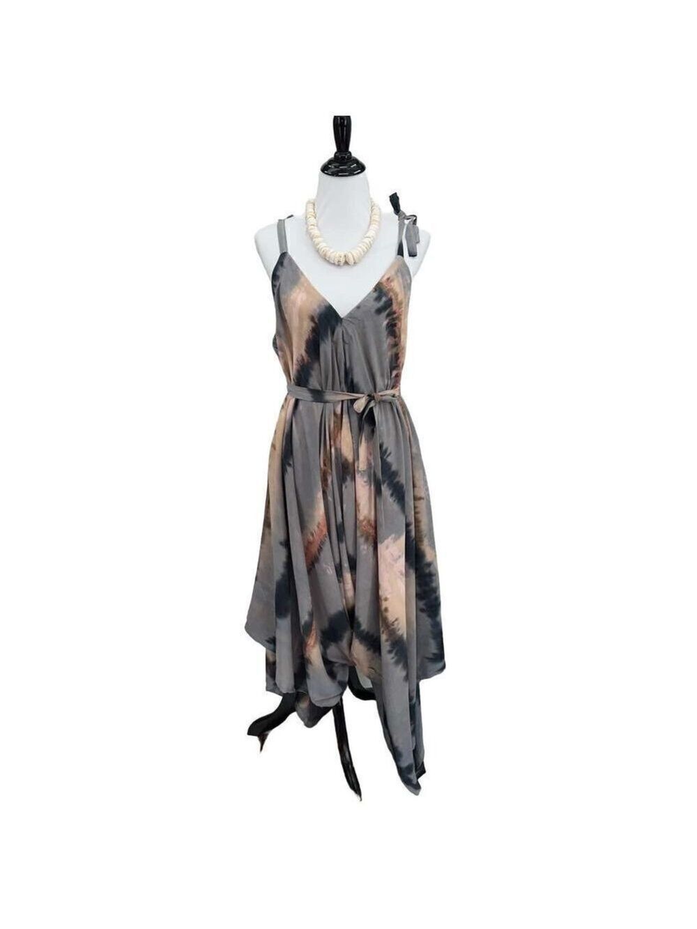 The Pō`alima Romper Cerulean Blue Gray/Pink/Charcoal Tropical Boho Wide Leg